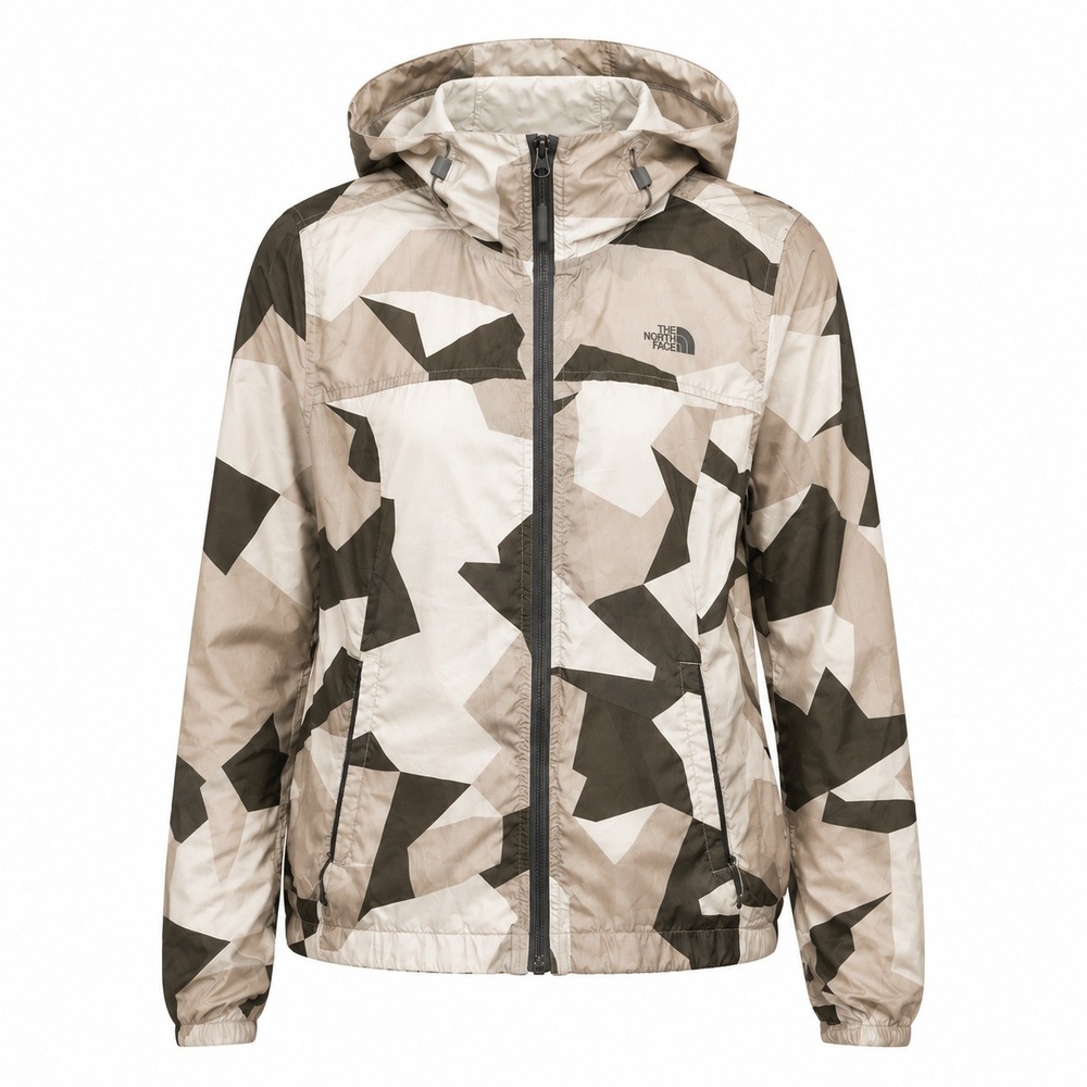 The North Face WindWall Windbreaker Jacket Women's Small Geometric Camo Hooded